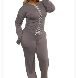 Grey 2pc High Waisted  Suit