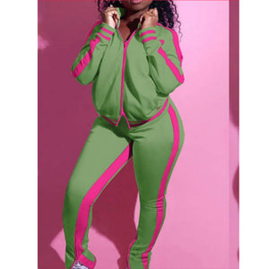 Queen 2pc  Pink & Green Set